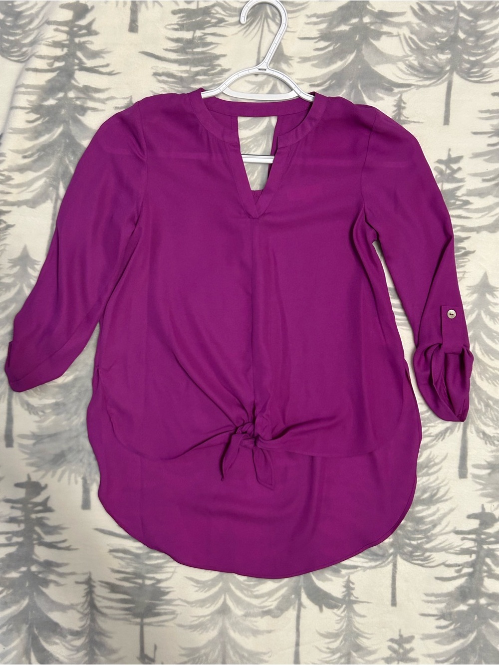 GB girls Purple Tie-Front V-Neck Blouse